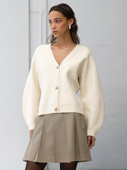 French Connection Missy Knit Cinched Waist Cardigan, Porcelain Cream, Porcelain Cream