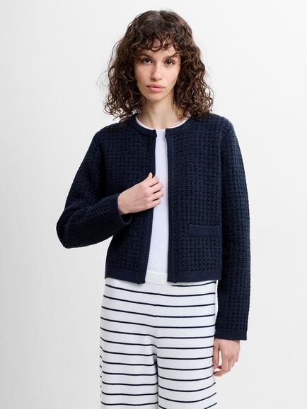 French Connection Noar Moss Stitch Cardigan, Navy