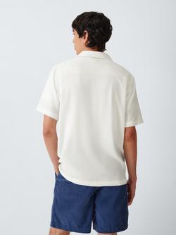 John Lewis Floral Placement Print Short Sleeve Shirt, Cloud Dancer - view 2, Cloud Dancer