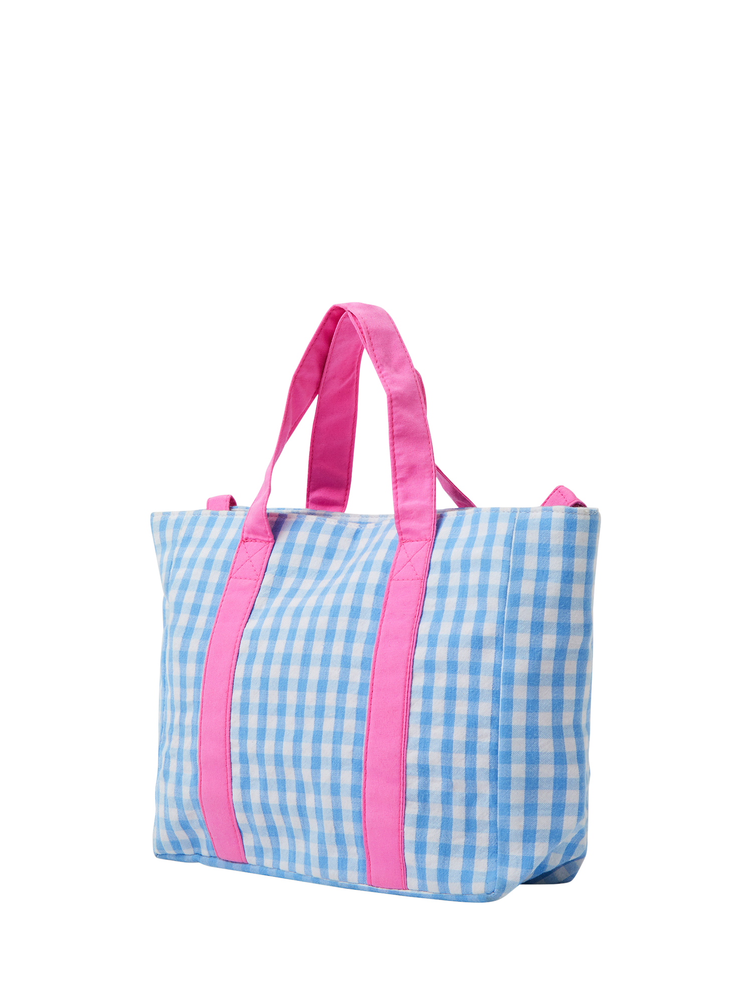 Product image 2 of 4, which shows Angels by Accessorize Kids' Mini Cherry Gingham Tote Bag, Blue, One Size