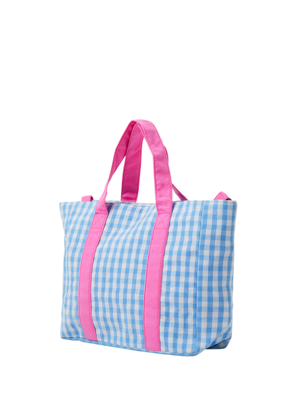 Angels by Accessorize Kids' Mini Cherry Gingham Tote Bag, Blue - view 2, Blue