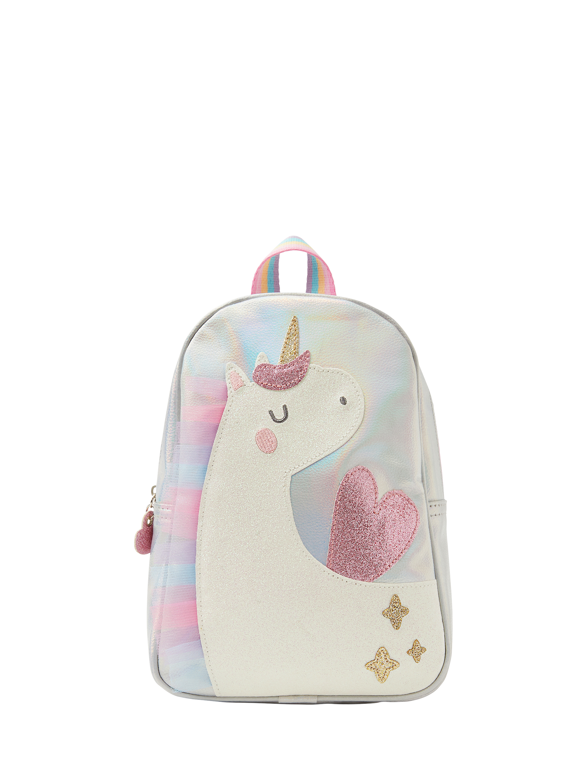 Product image 1 of 4, which shows Angels by Accessorize Kids' Iridescent Unicorn Backpack, Silver, One Size