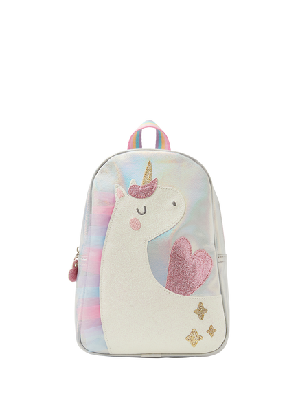 Angels by Accessorize Kids' Iridescent Unicorn Backpack, Silver, Silver