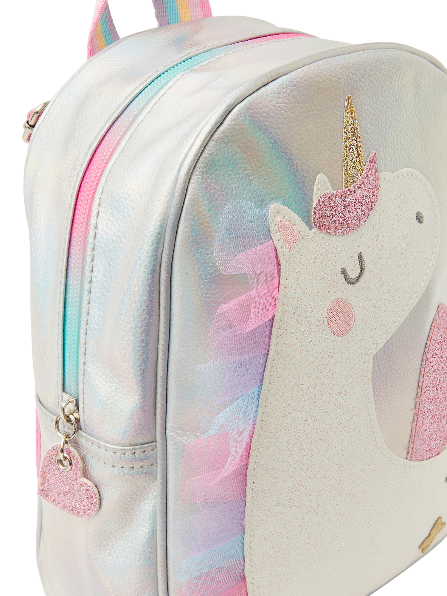 Product image 3 of 4, which shows Angels by Accessorize Kids' Iridescent Unicorn Backpack, Silver, One Size