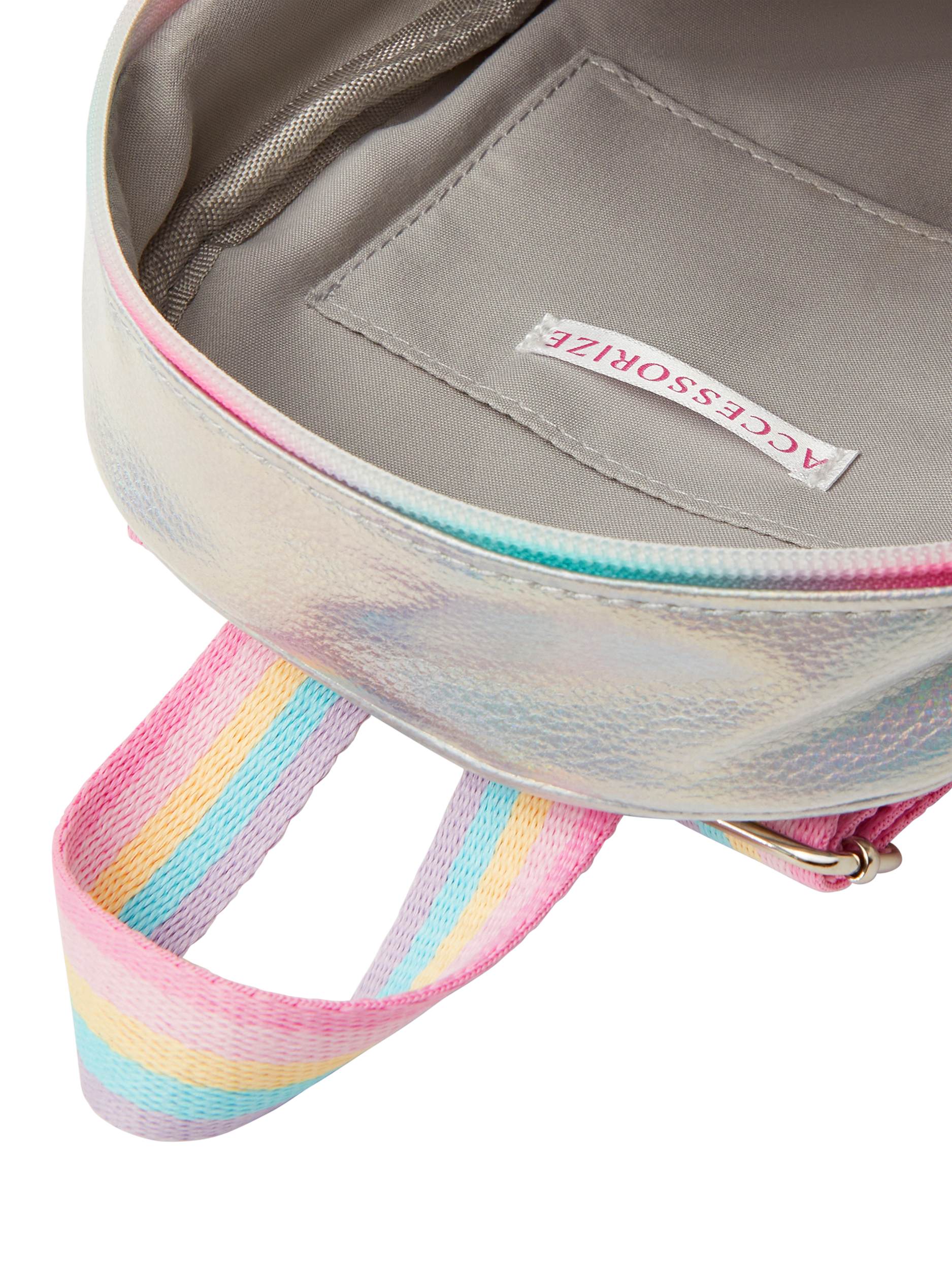Product image 4 of 4, which shows Angels by Accessorize Kids' Iridescent Unicorn Backpack, Silver, One Size
