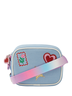 Angels by Accessorize Kids' Embroidered Prairie Crossbody Bag, Blue, Blue
