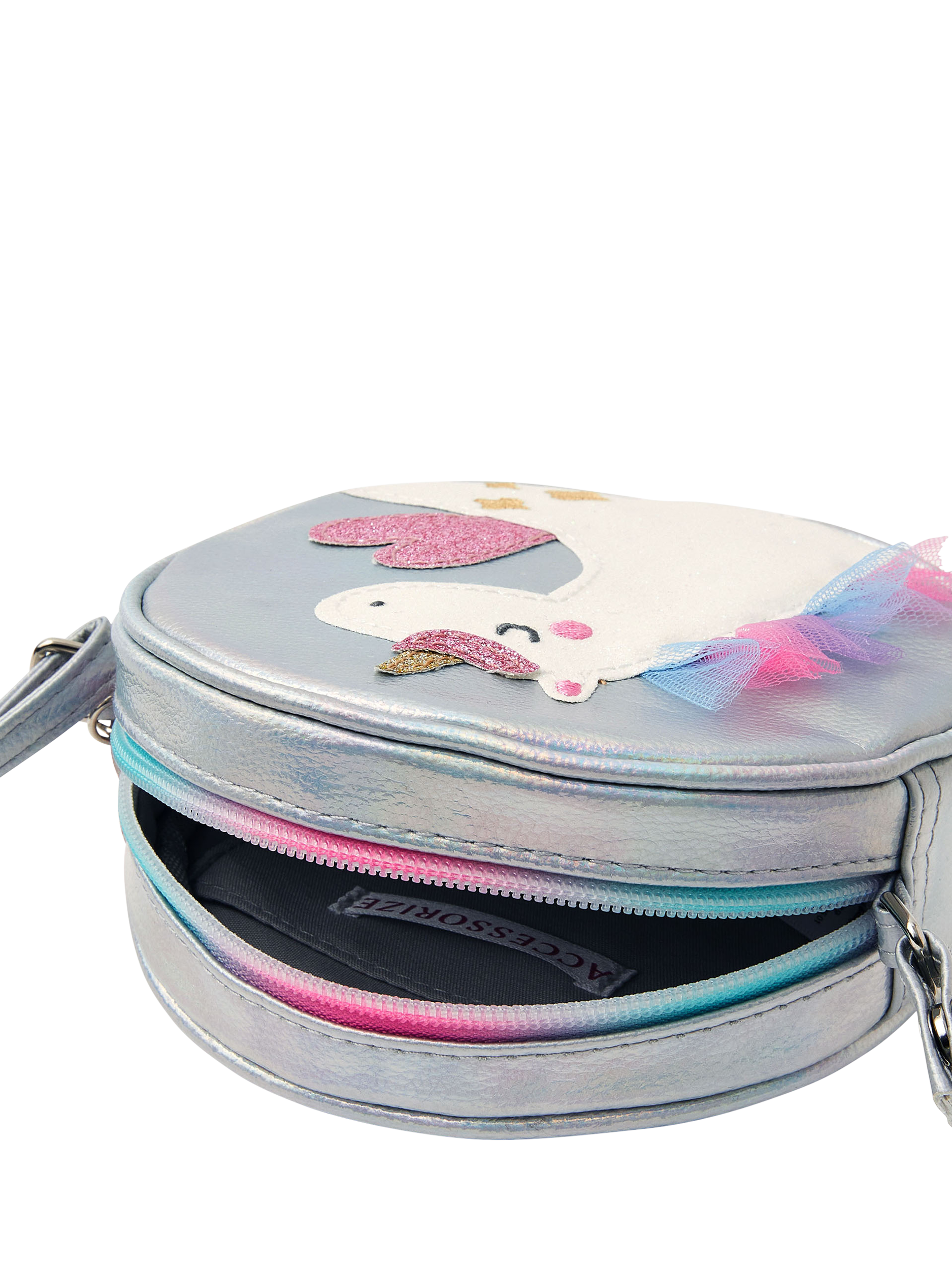 Product image 4 of 4, which shows Angels by Accessorize Kids' Round Unicorn Crossbody Bag, Multi, One Size