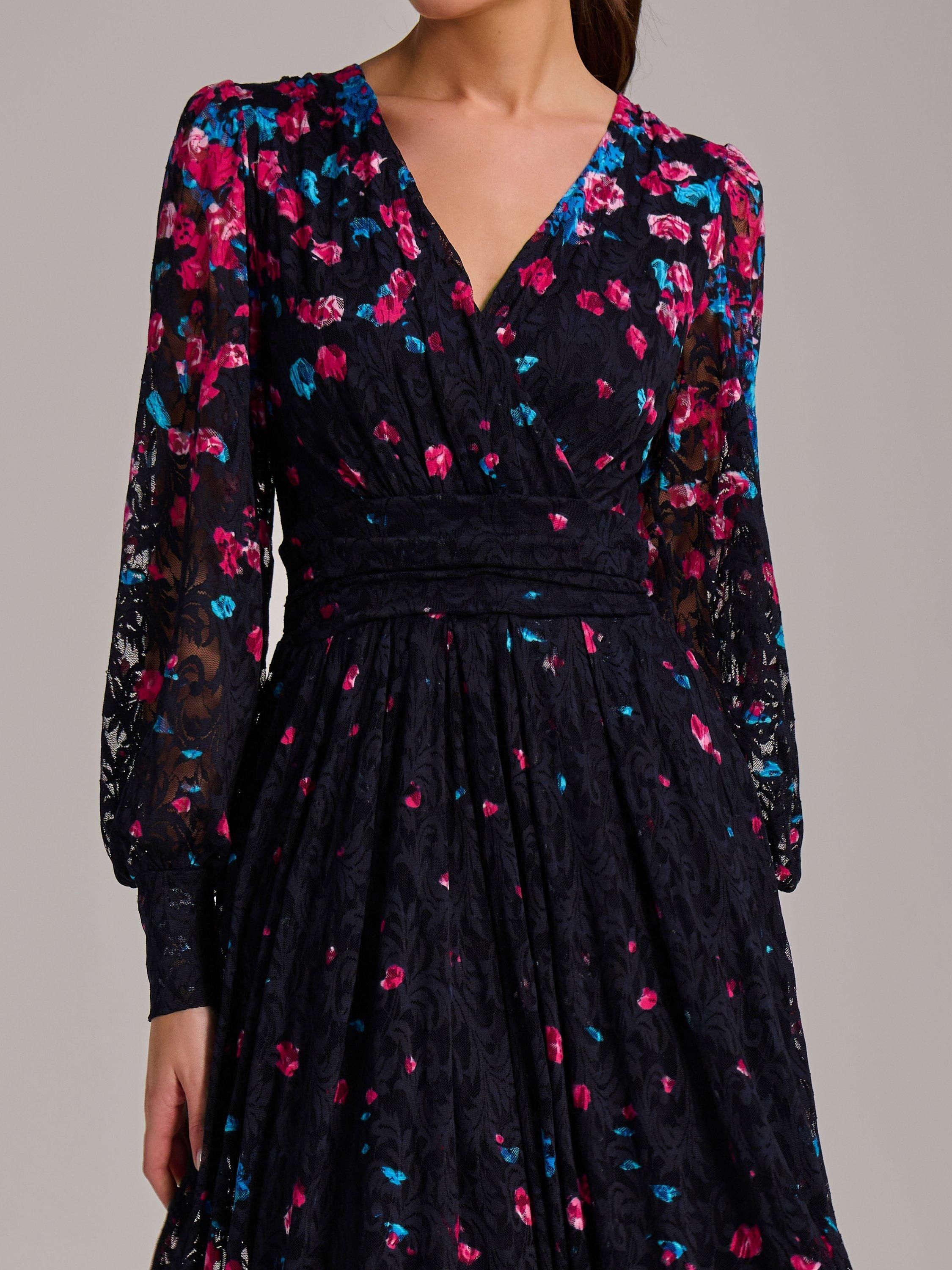 Product image 4 of 6, which shows Jolie Moi Print Lace Maxi Dress, Pink Multi, 8