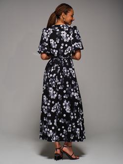 Jolie Moi Spot Puff Sleeve Maxi Dress, Black Spot - view 2, Black Spot