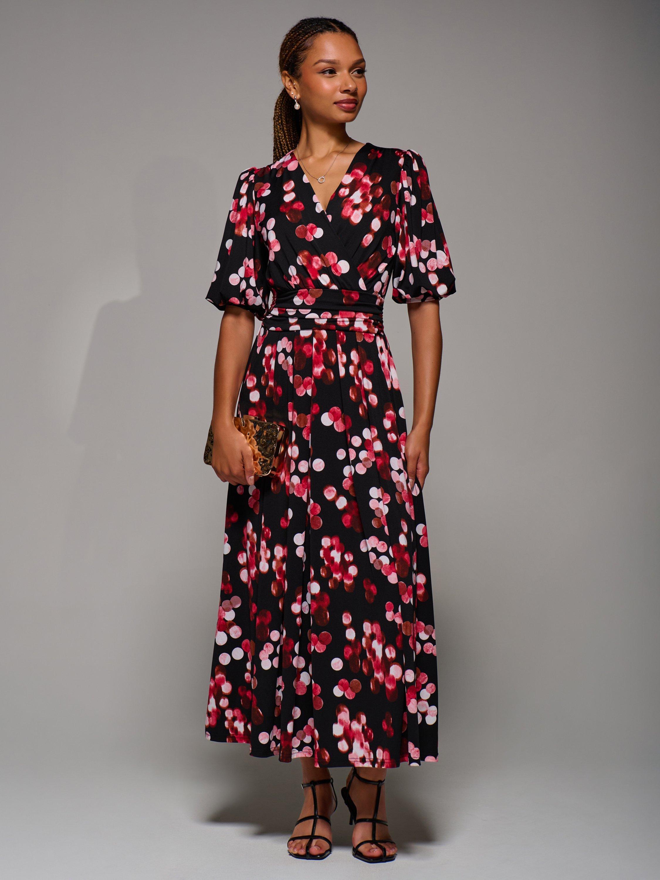 Product image 1 of 6, which shows Jolie Moi Puff Sleeve Maxi Dress, Red Spot, 8