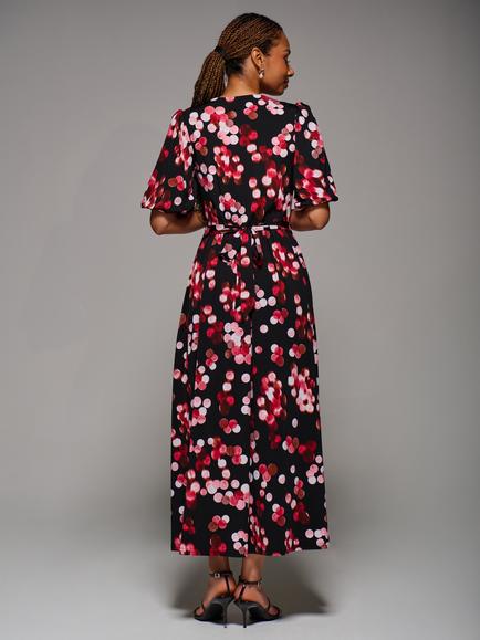 Jolie Moi Puff Sleeve Maxi Dress, Red Spot - view 2, Red Spot