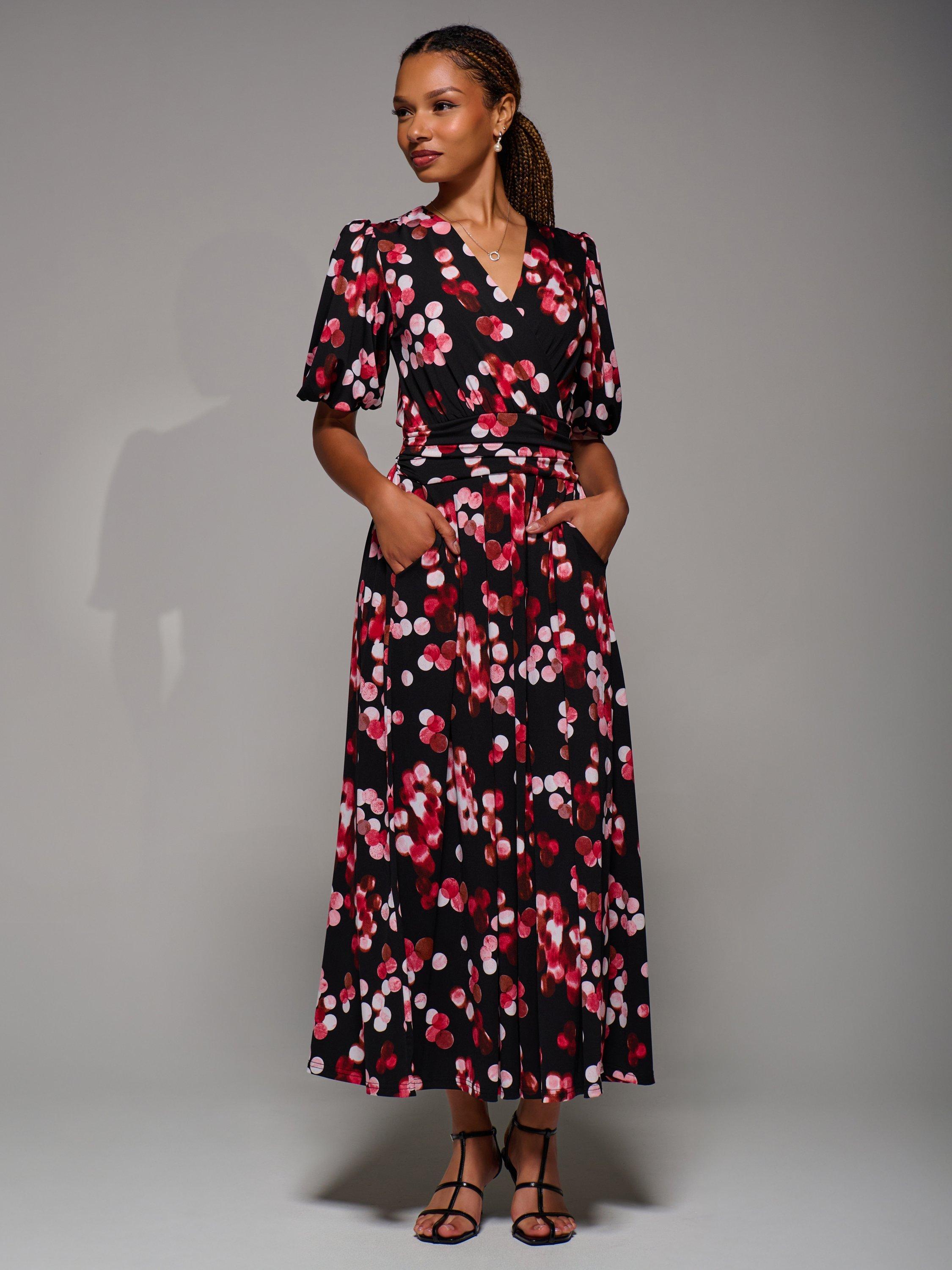 Product image 3 of 6, which shows Jolie Moi Puff Sleeve Maxi Dress, Red Spot, 8