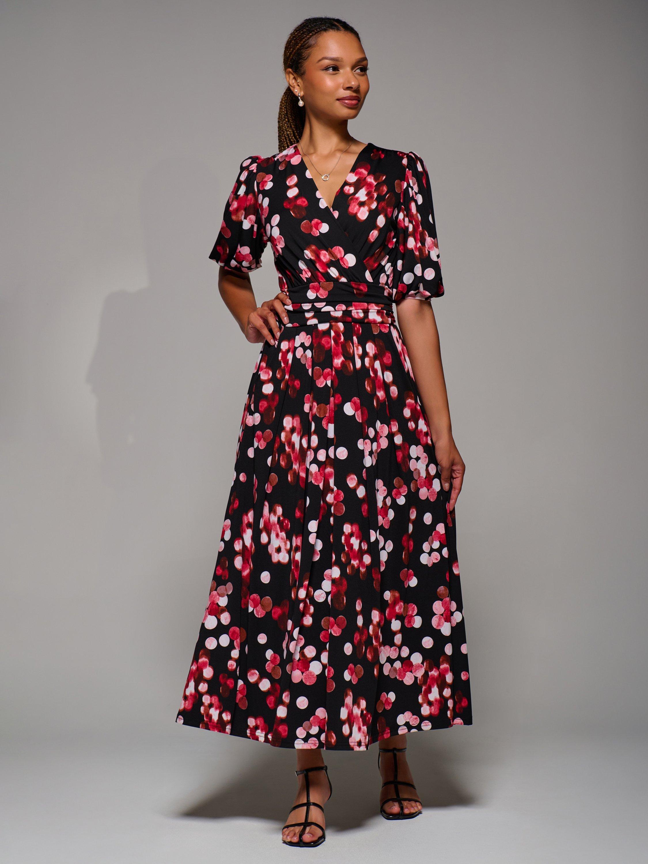 Product image 6 of 6, which shows Jolie Moi Puff Sleeve Maxi Dress, Red Spot, 8