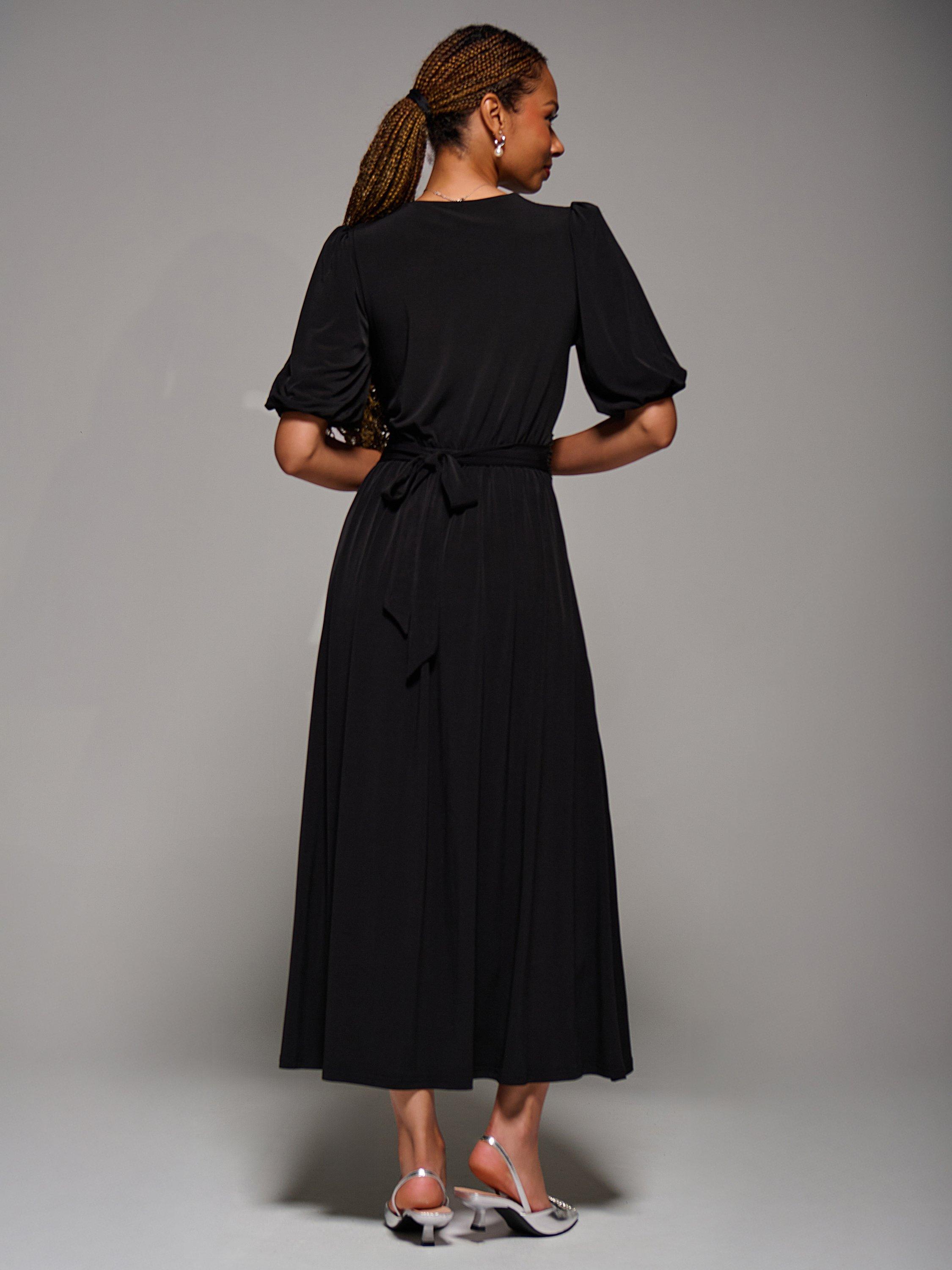 Product image 2 of 6, which shows Jolie Moi Puff Sleeve Maxi Dress, Black, 8
