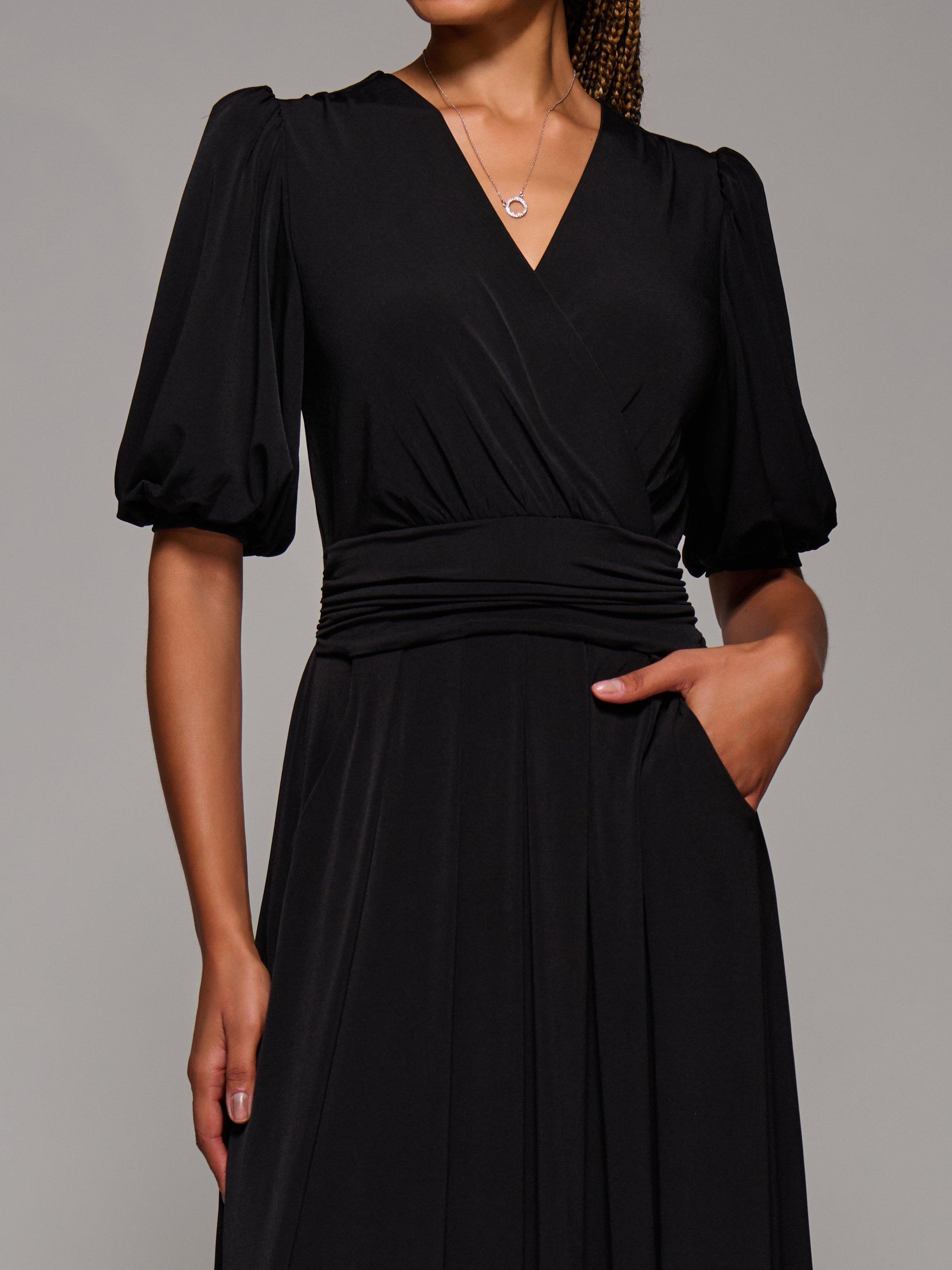 Product image 4 of 6, which shows Jolie Moi Puff Sleeve Maxi Dress, Black, 8