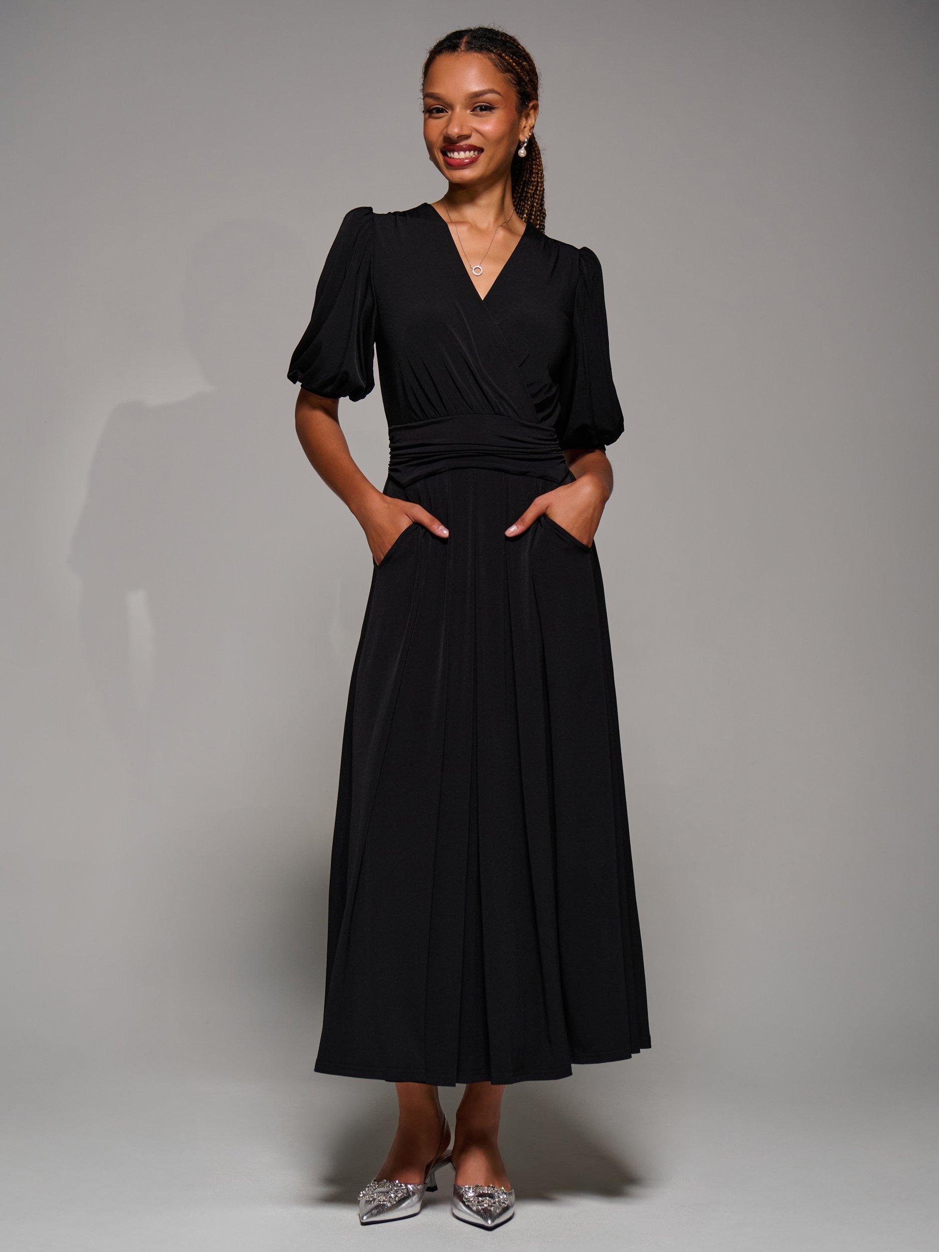 Product image 5 of 6, which shows Jolie Moi Puff Sleeve Maxi Dress, Black, 8