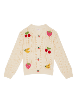 Angels by Accessorize Kids' Fruit Knit Cardigan, Ivory, Ivory
