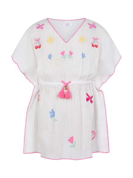 Angels by Accessorize Kids' Cherry Embroidered Kaftan, White, White