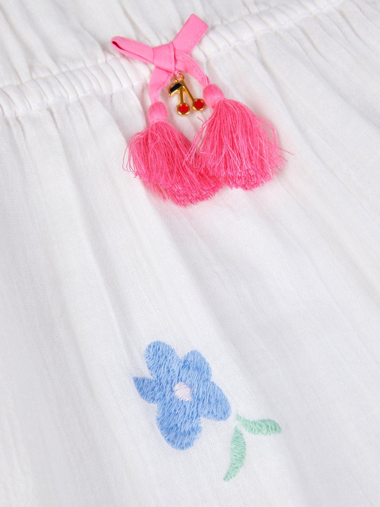 Product image 3 of 3, which shows Angels by Accessorize Kids' Cherry Embroidered Kaftan, White, 18-24 months