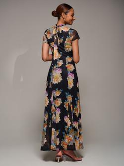 Jolie Moi Floral Turtleneck Maxi Dress, Yellow Floral - view 2, Yellow Floral