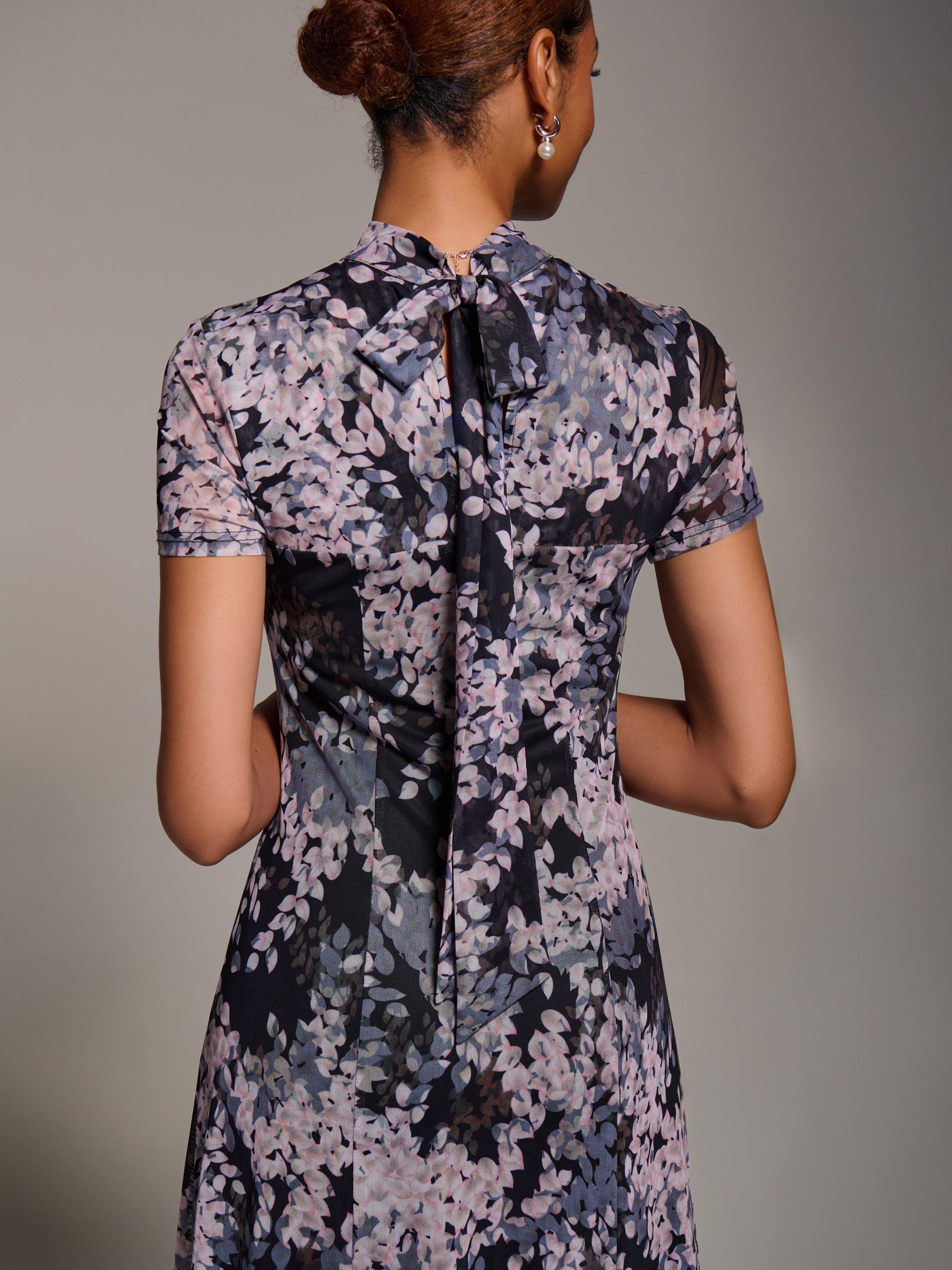 Product image 6 of 6, which shows Jolie Moi Abstract Turtleneck Maxi Dress, Black Abstract, 8