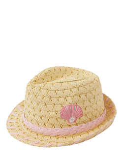 Angels by Accessorize Kids' Seashell Straw Trilby Hat, Natural, Natural