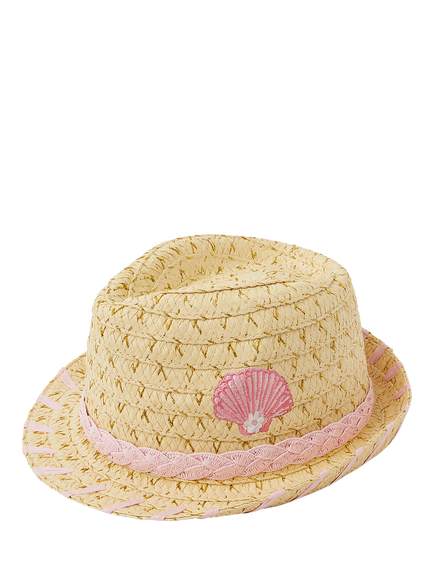 Angels by Accessorize Kids' Seashell Straw Trilby Hat, Natural, Natural