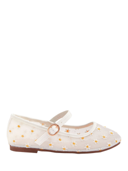 Angels by Accessorize Kids' Daisy Mesh Ballerina Flat Shoes, White, White