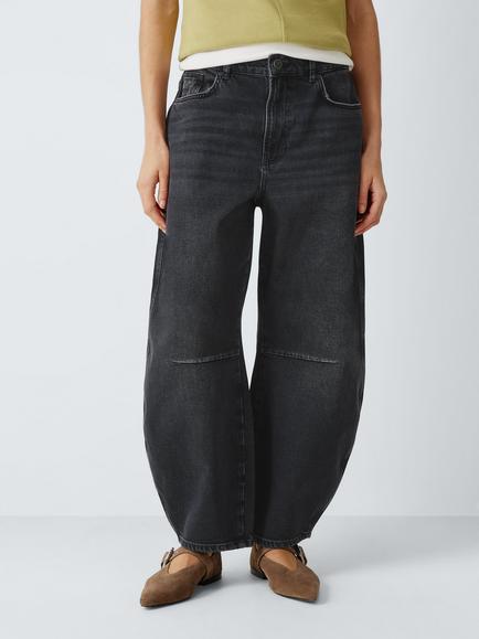 AND/OR Relaxed Barrel Leg Jeans, Washed Black
