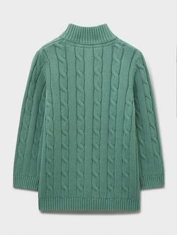 Crew Clothing Kids' Oarsman Cable Knit Half Zip Jumper, Mid Green - view 2, Mid Green