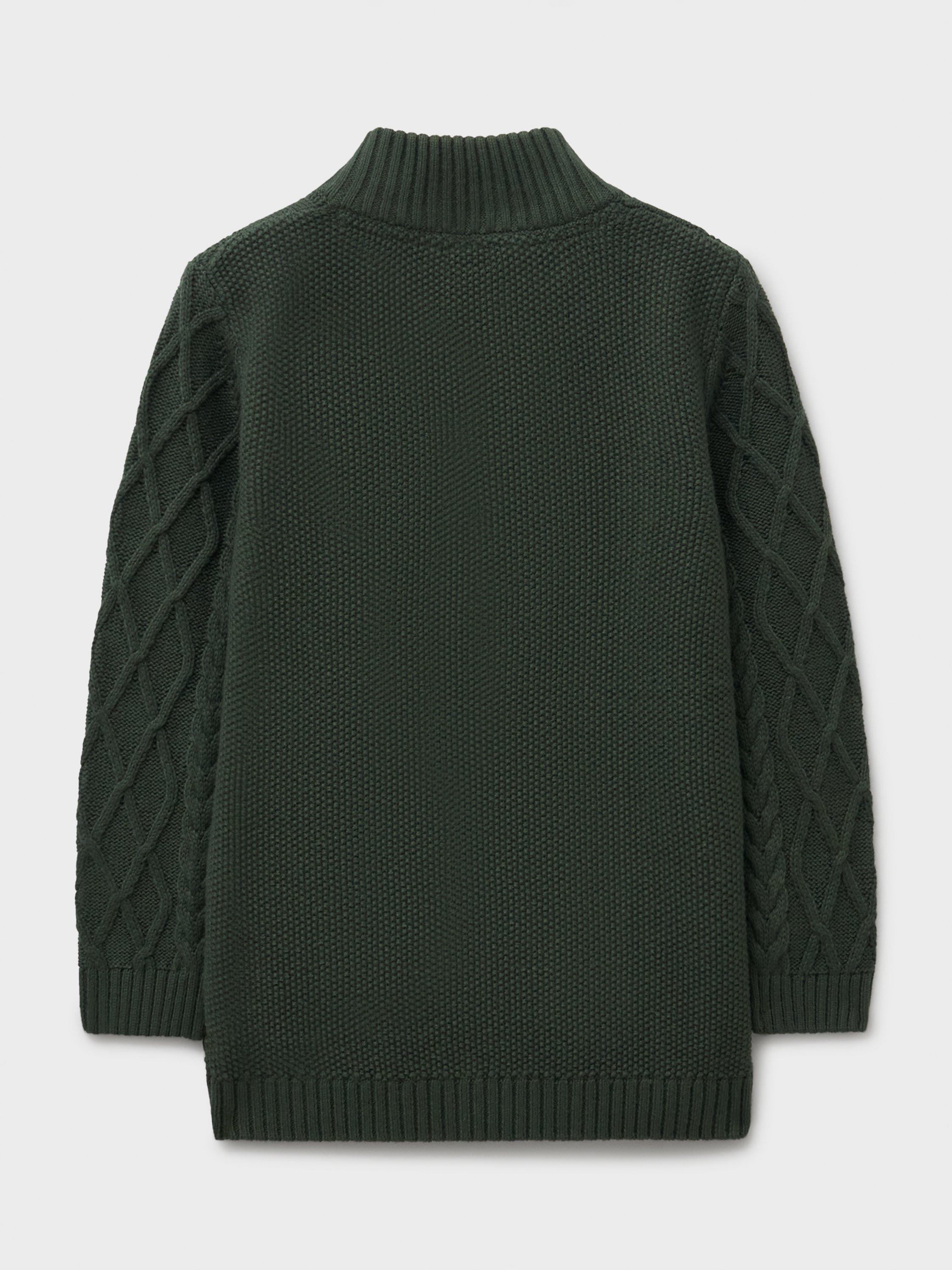 Product image 2 of 3, which shows Crew Clothing Kids' Cotton Blend Half Button Jumper, Mid Green, 3-4 years