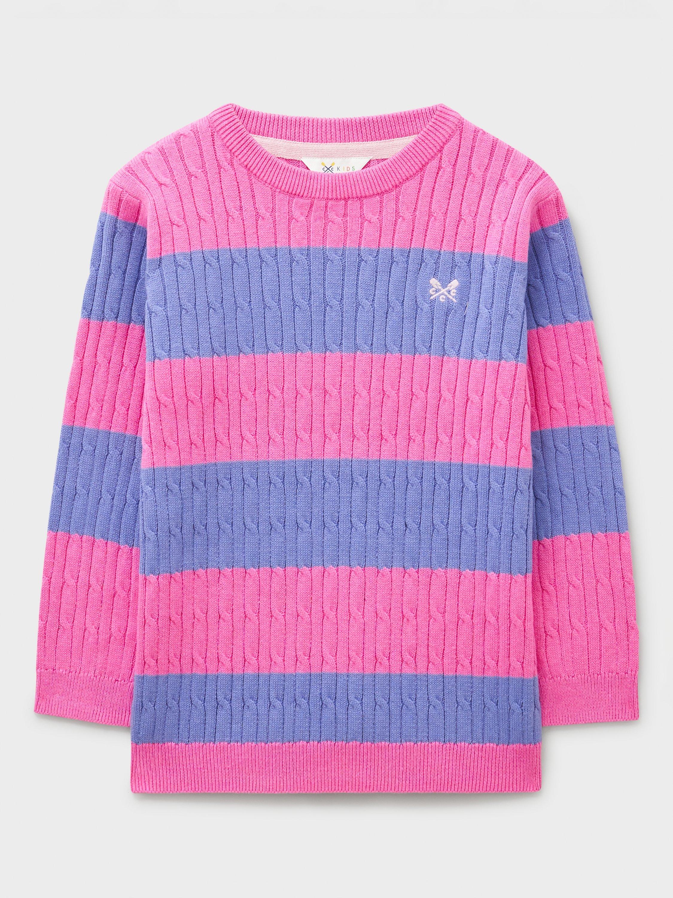 Product image 1 of 3, which shows Crew Clothing Kids' Heritage Stripe Jumper, Multi Blue, 8-9 years