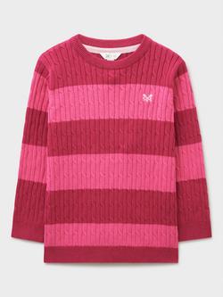Crew Clothing Kids' Heritage Cable Knit Crew Neck Jumper, Pink