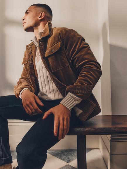 Crew Clothing Corduroy Shirt Jacket, Tan, Tan