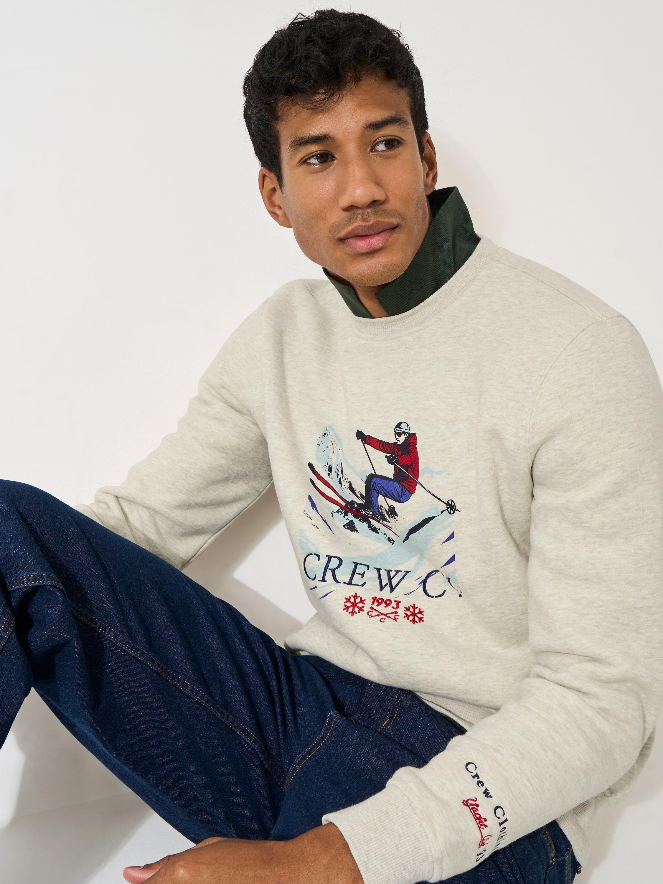 Product image 1 of 5, which shows Crew Clothing Cotton Blend Alpine-Ski Sweatshirt, Oatmeal, L