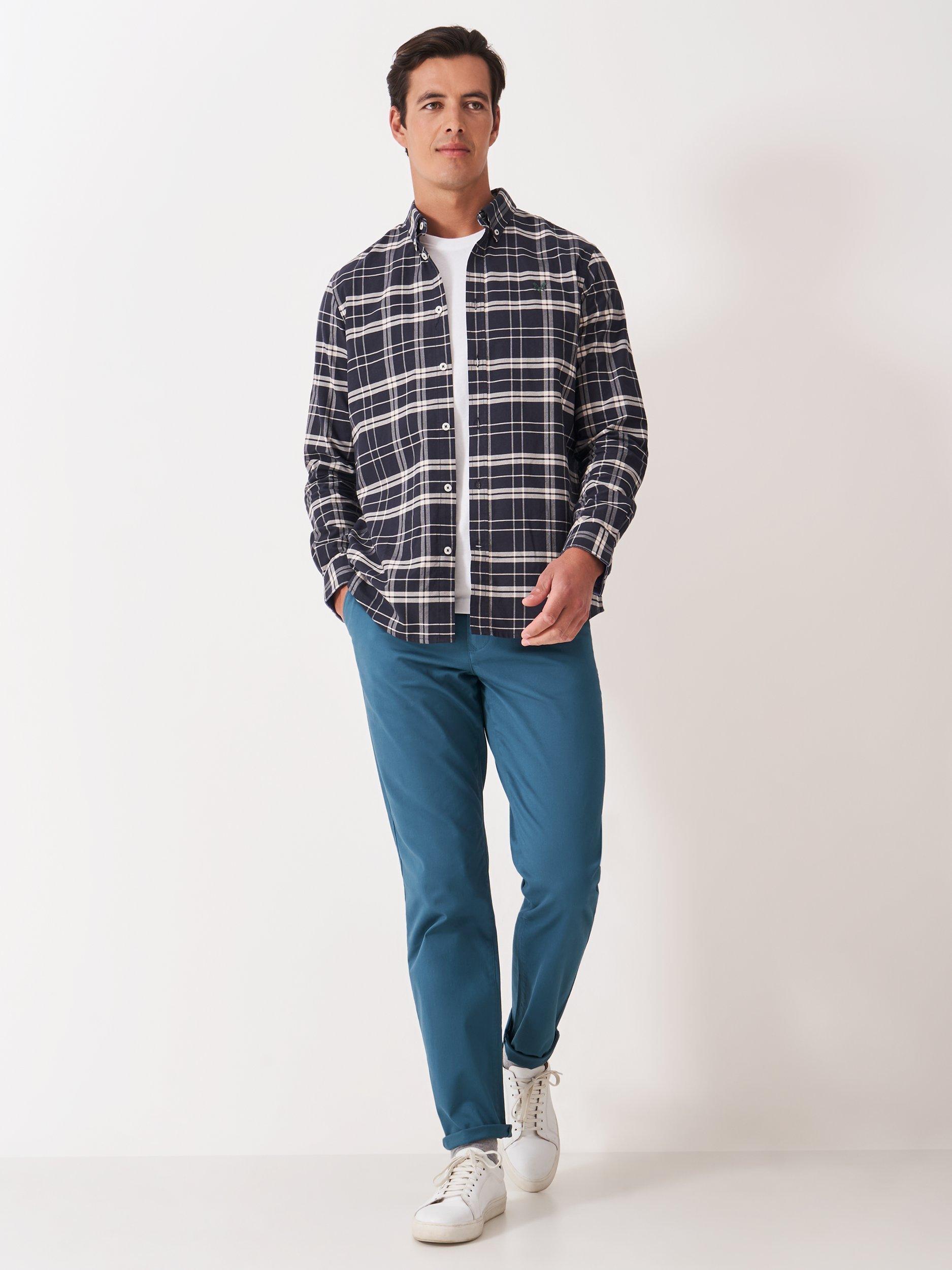 Product image 1 of 5, which shows Crew Clothing Cotton Blend Straight Leg Chinos, Airforce Blue, 32R
