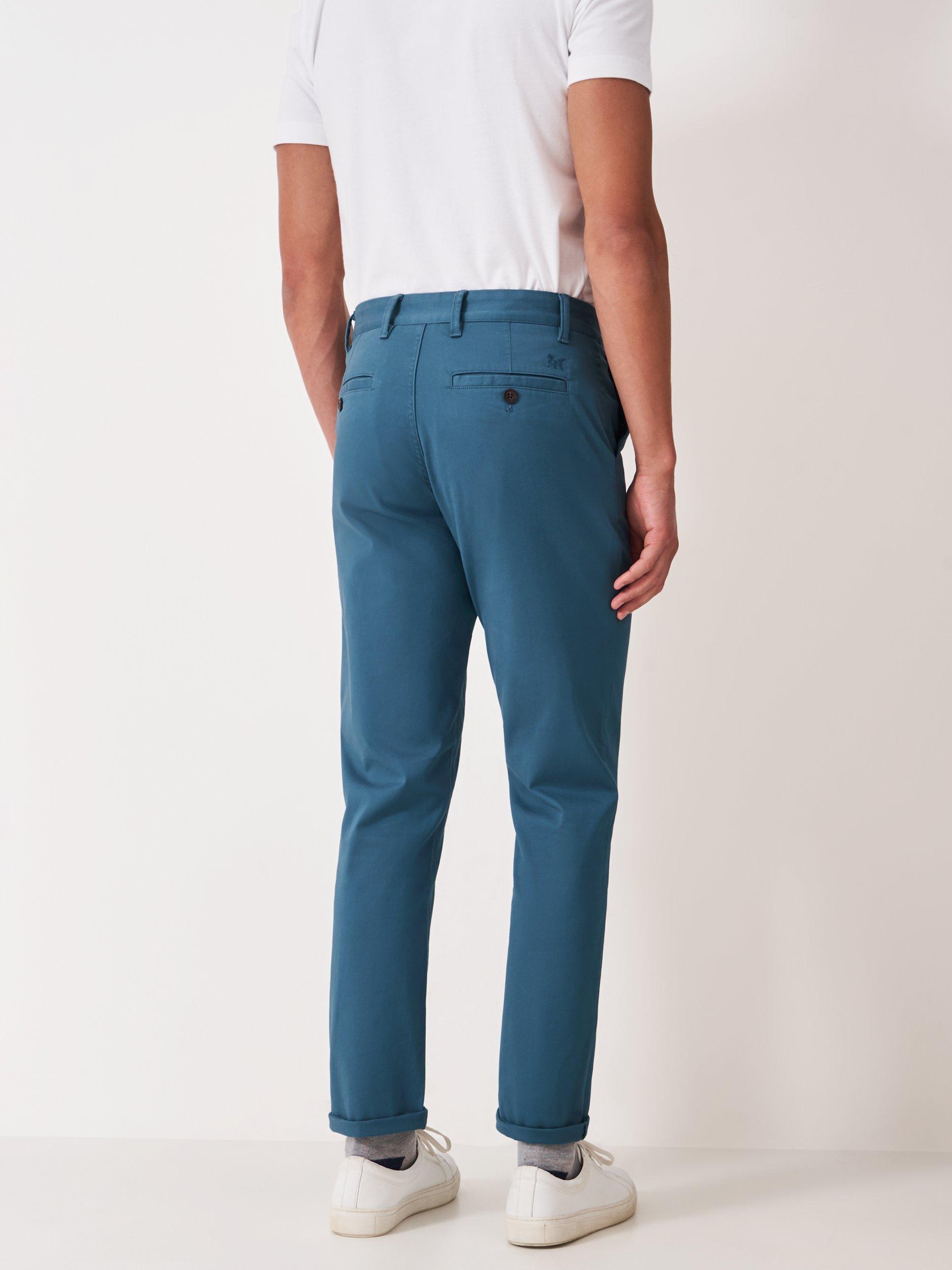 Product image 2 of 5, which shows Crew Clothing Cotton Blend Straight Leg Chinos, Airforce Blue, 32R