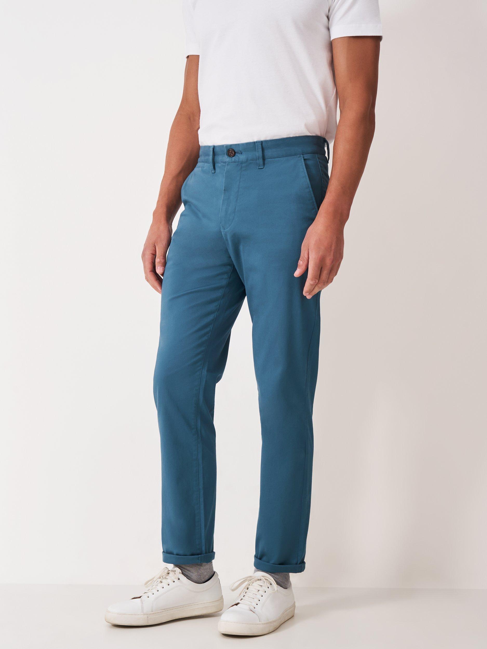 Product image 3 of 5, which shows Crew Clothing Cotton Blend Straight Leg Chinos, Airforce Blue, 32R