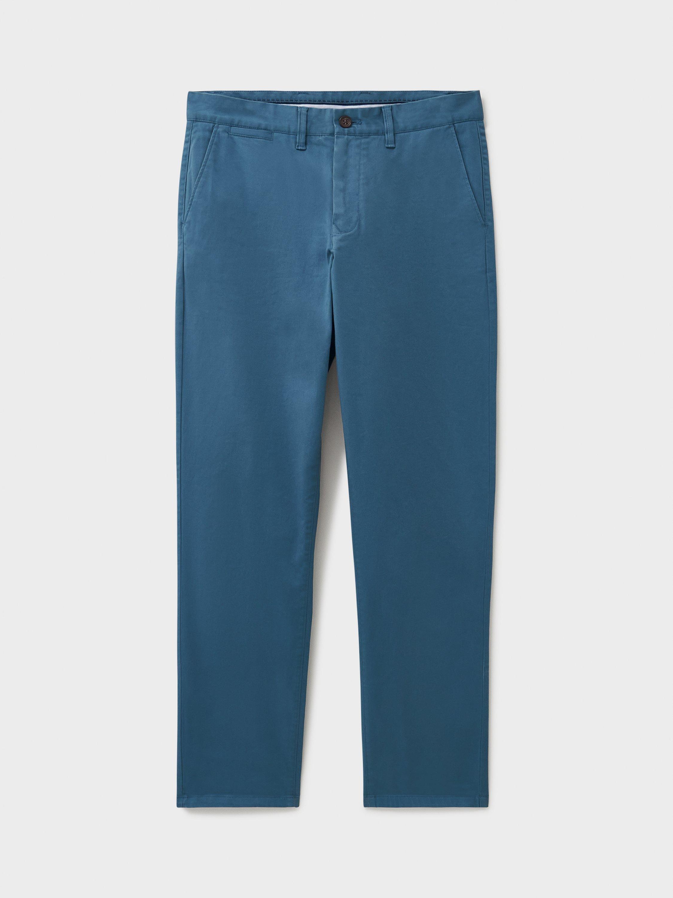 Product image 5 of 5, which shows Crew Clothing Cotton Blend Straight Leg Chinos, Airforce Blue, 32R