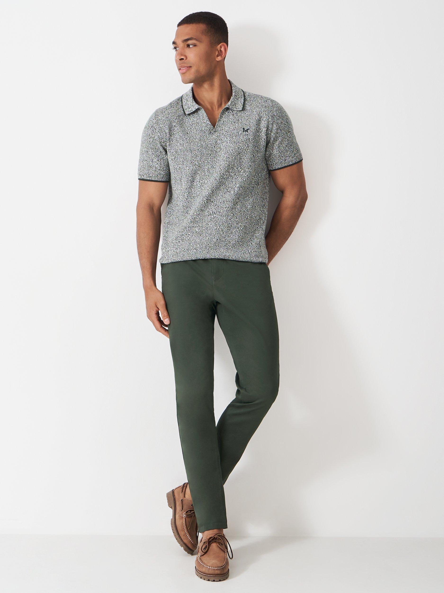 Product image 1 of 5, which shows Crew Clothing Cotton Blend Slim Fit Chinos, Emerald Green, 32R
