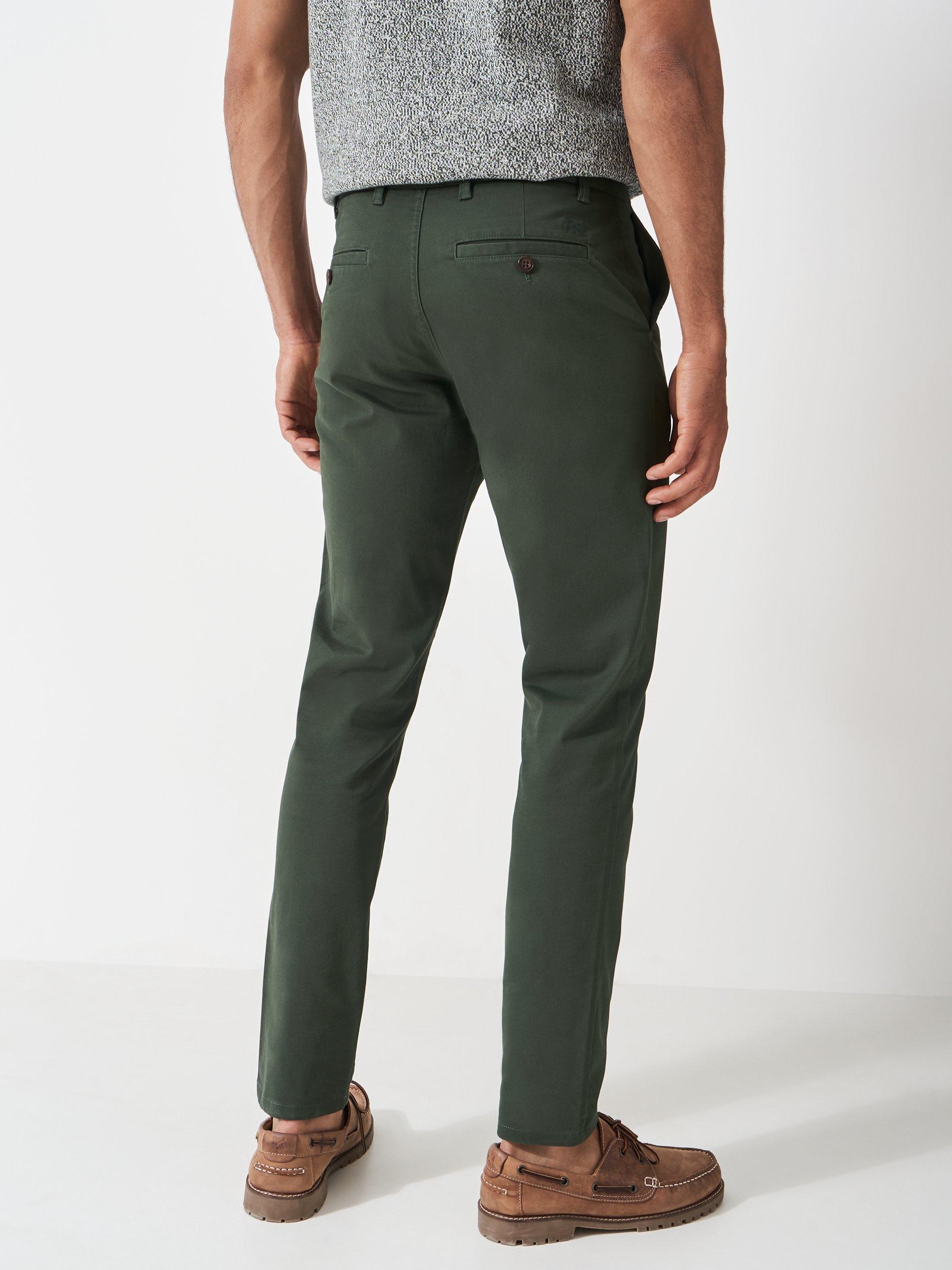 Product image 2 of 5, which shows Crew Clothing Cotton Blend Slim Fit Chinos, Emerald Green, 32R