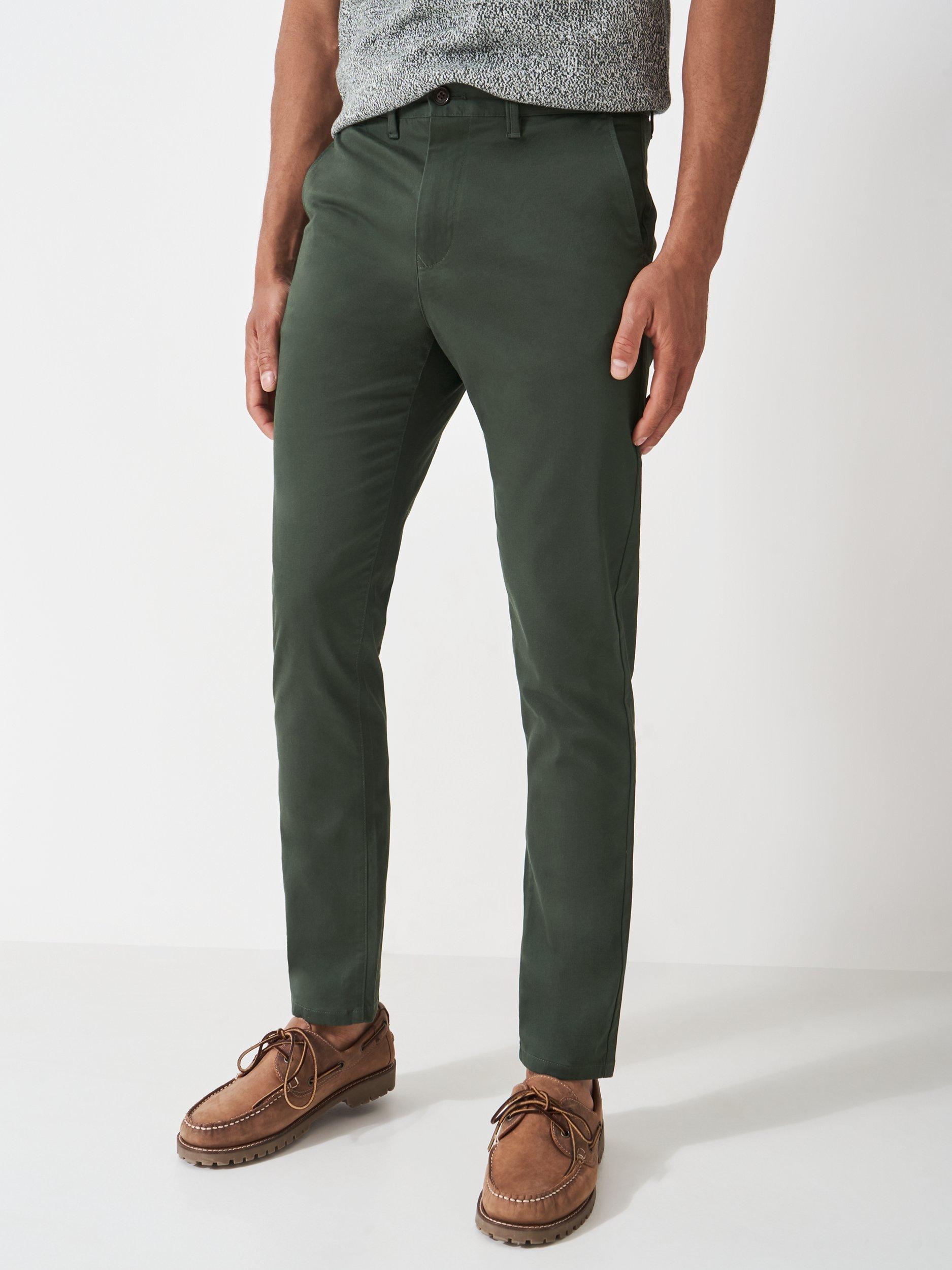 Product image 3 of 5, which shows Crew Clothing Cotton Blend Slim Fit Chinos, Emerald Green, 32R