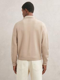 Reiss Calder Boiled Wool Twin Pocket Cardigan - view 2, Soft Camel Brown