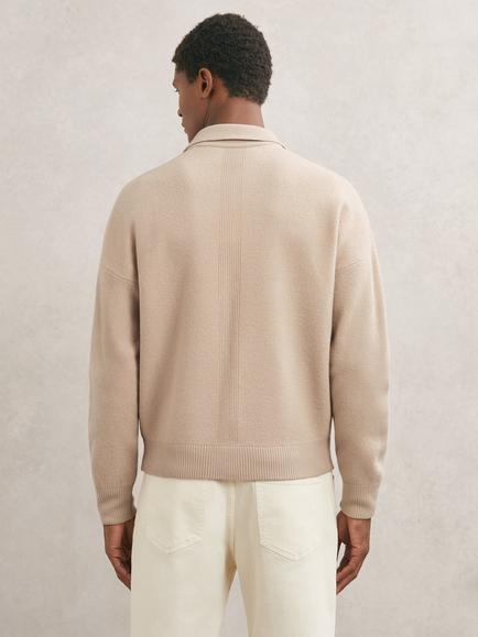 Reiss Calder Boiled Wool Twin Pocket Cardigan - view 2, Soft Camel Brown