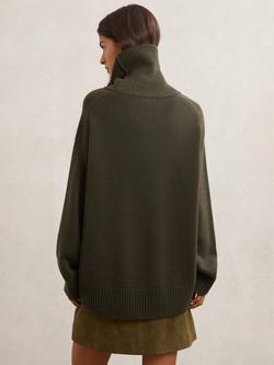 Reiss Brooklyn Roll Neck Wool Rich Jumper, Khaki Green - view 2, Khaki Green
