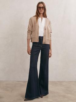 Reiss Maya Wool Rich Cardigan, Beige Neutral, Beige Neutral