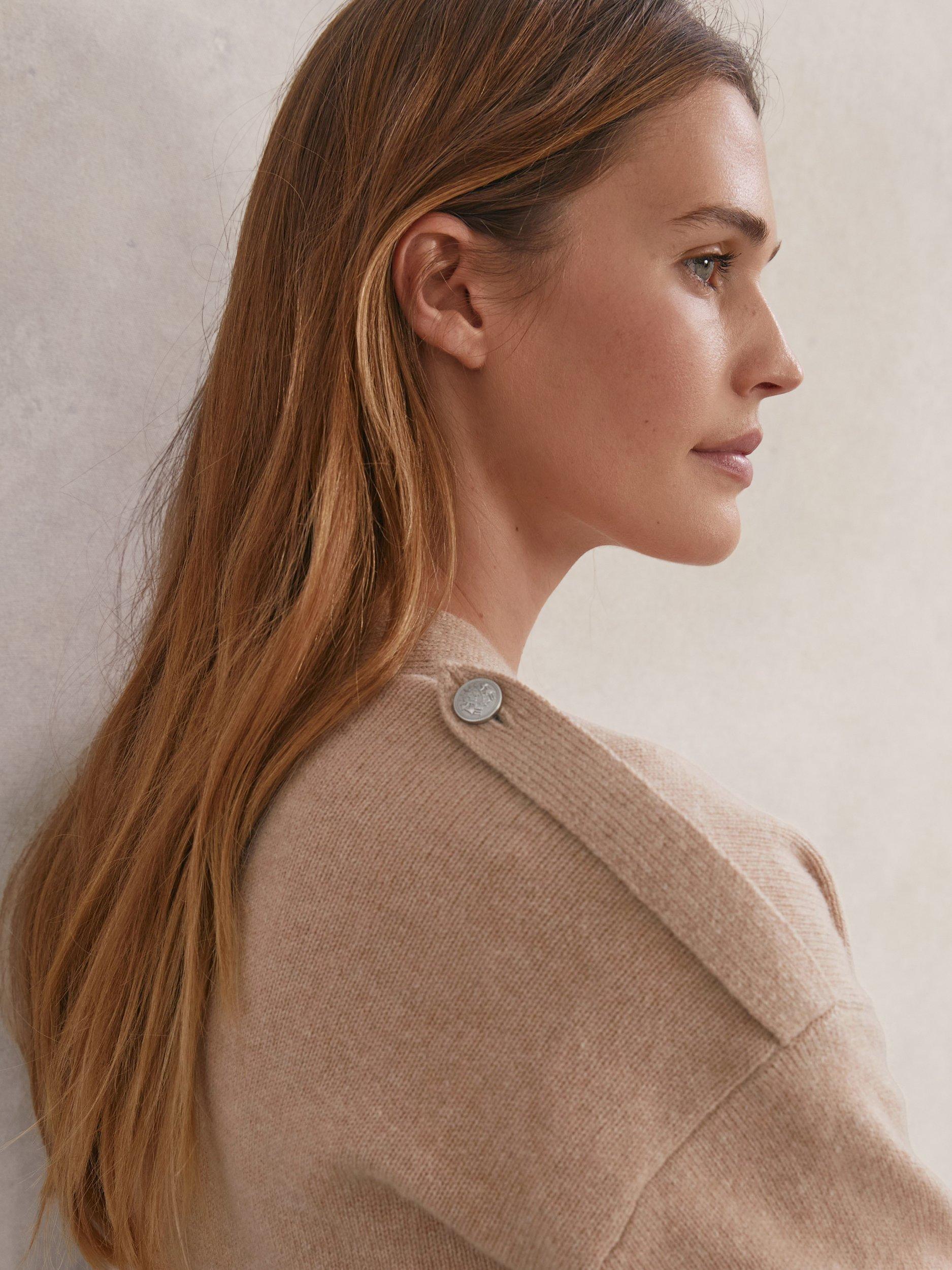 Product image 5 of 5, which shows Reiss Maya Wool Rich Cardigan, Beige Neutral, XS