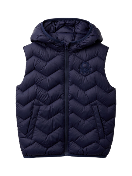 Benetton Kids' Sleeveless Padded Gilet, Midnight Blue, Midnight Blue