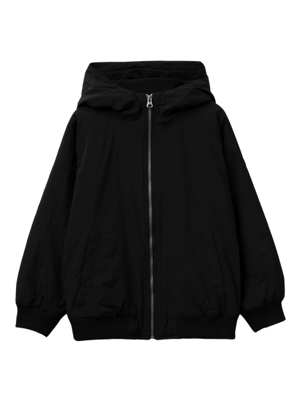 Benetton Kids' Raglan Sleeve Hooded Zipped Jacket, Black, Black