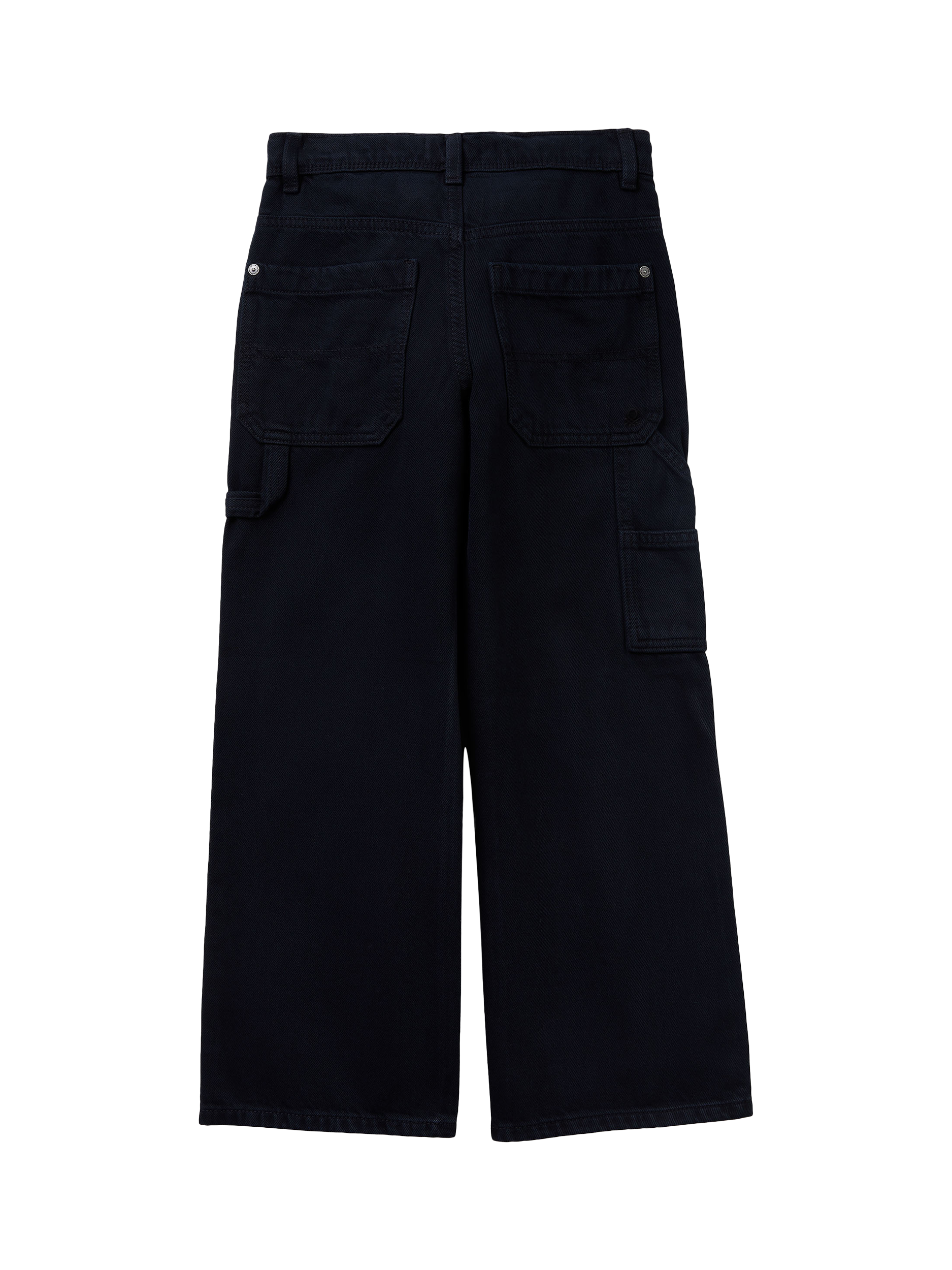 Product image 2 of 3, which shows Benetton Kids' Cotton Cargo Trousers, Black, 11-12 years